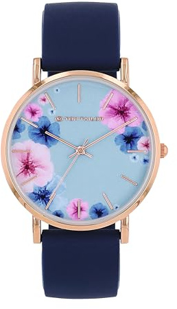 TOM TAILOR - Damen Quarz Armbanduhr - Alloy Gehäuse - Silikon Armband - Wasserdicht 3 Bar - Blumen Design