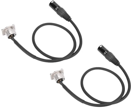 POENVFPO Solid XLR Female Power Cable XLR Type D Panel Mount to Male Connector Cable for Studio Monitors and Speakers 2 Pcs (Black)