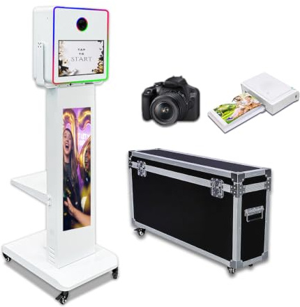 15.6 Inch DSLR Photo Booth Machine with LCD Touch Screen Portable Camera Photobooth Flight Case Packing for Weddings Parties Events (Photo Booth+Camera+Printer)