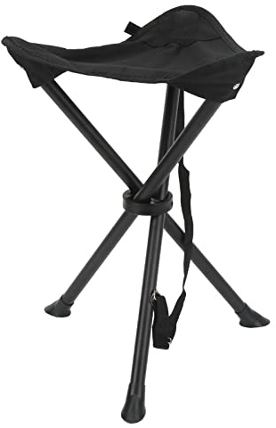 Yinhing Klappbarer Stativhocker, 200 Kg Tragend, Rutschfestes Design, Hervorragende Stabilität, Leichter Tragbarer Stuhl für Outdoor-Aktivitäten, Angeln, Camping, Picknicks, Farbe, Kompakt und (BLACK)