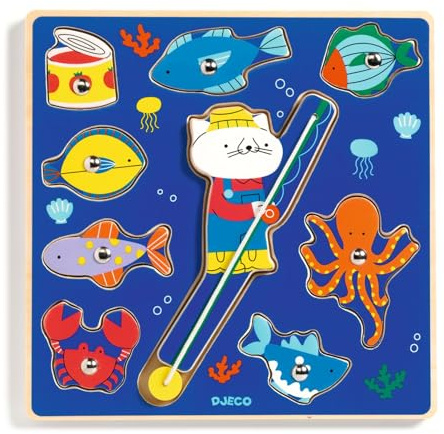 Djeco Holzpuzzle Spielzeug - Bunte Fischpuzzle für Kinder