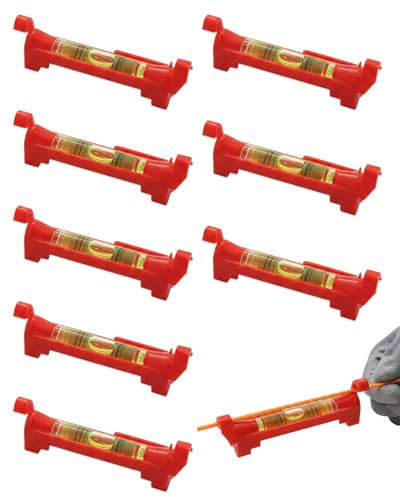 RAMGLYO Livella a Filo 8 Pezzi Rossa, in Plastica – Per Misurazioni e Allineamenti di Precisione, Ideale per Edilizia, Idraulica, Giardinaggio e Fai da Te.