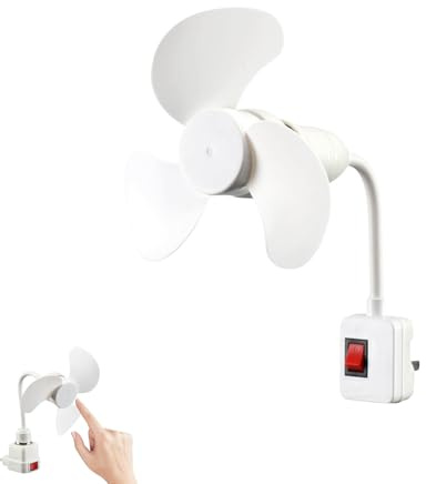 Socket Fan Kit with Plug Adapter, Mini Quiet Electric Fan with 360° Flexible Gooseneck, E27 Light Bulb Socket Fan for Kitchen, Bathroom, Bedroom, Garage, Compact Personal Cooling Fan (1)
