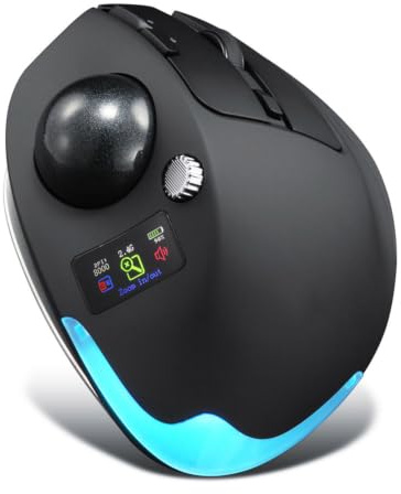 Zunate Ratón Inalámbrico RGB Trackball de 8000DPI, 8 Teclas Programables (Black)