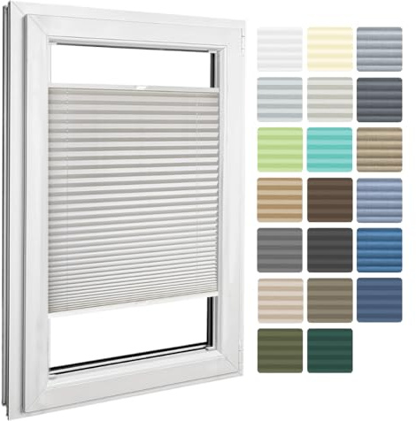 Home-Vision Premium Plissee zum Anschrauben Grau B75cm x H120cm | Blickdichtes Fensterrollo mit Halterungen zum Bohren in der Glasleiste Sonnenschutz Jalousie für Fenster & Türen