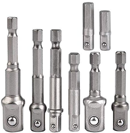 Yuegu 8-teiliges Adapter Sechskant auf 1/4 3/8 1/2 Vierkant Bohrfutter Adapter