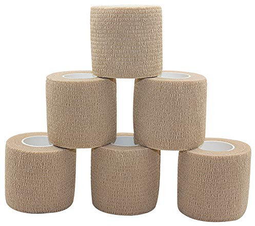 STpro Selbstklebender Verband Tape Fixierverband Selbsthaftende Bandage Tape Haftbandage 5cm x 6 Stück Haut Cohesive Bandagen Pferd Selbstklebende Binden Verband Elastischer Verbände Kohäsiv