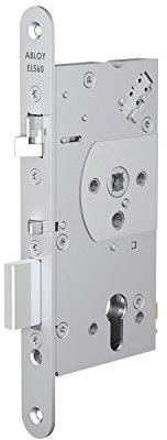 Elektro-Sicherheitsschloss EL 560, DM 55, Stulp 20x235 mm,Stahl verchromt/Edel.