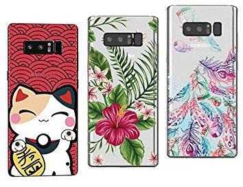 NOVAGO Compatible avec Smartphone Samsung Galaxy Note 8 Coque Souple et résistante Anti Choc avec Impression de qualité (3 Coques, Multicolore 1)