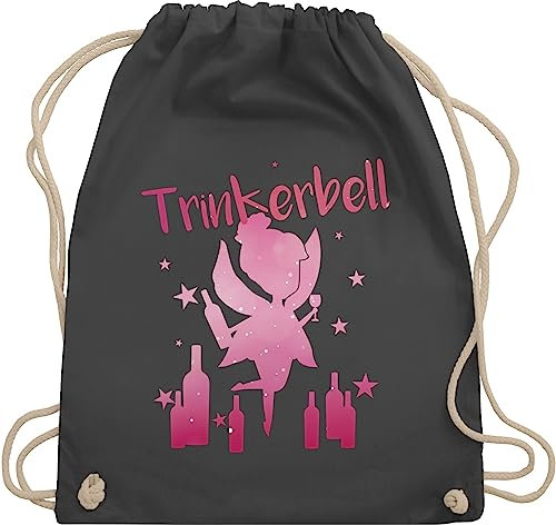 Turnbeutel Rucksack - JGA Junggesellenabschied Frauen - Trinkerbell Malle I Trinker Belle I Trinker Bell - Unisize - Dunkelgrau - karneval brauttaschen bachelorette party partner beutel fasching
