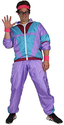 Bad Taste flieder blau rot 80er Jahre KostŸm Jogginganzug fŸr Herren - Grš§e S-XXXXL - Trainingsanzug Fasching Karneval, Grš§e:XXXL