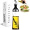 HOMENATUR Bouteille Huile Olive et Vinaigre en Verre bec Verseur - 570 ml avec Tamis à Herbes - Huilier et Vinaigrier Résistant aux Fuites et Lavable au Lave - Pizza Sauce Cooking