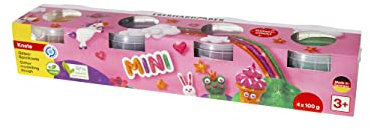 Eberhard Faber 572511 - Knete Glitzer 4 Farben, je 100 g, Kinderknete in wiederverschließbaren Bechern, Glitzerfarben