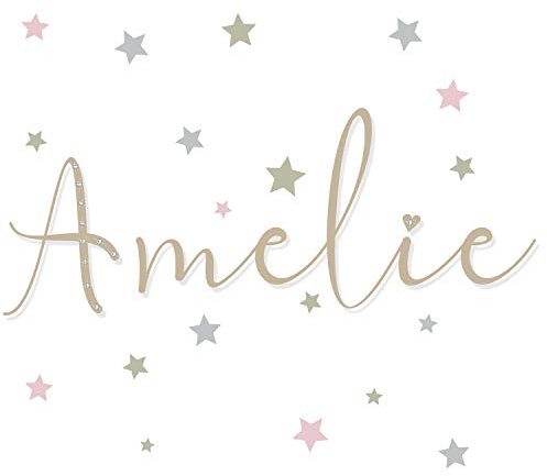 Türaufkleber mit Namen | Wandtattoo Kinderzimmer Namensaufkleber Wunschname Sterne Pastellfarben für Kinder | timalo® | 73096-Set04-30