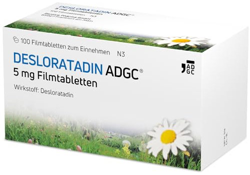 Desloratadin-ADGC® 5 mg - 100 Stück - Antiallergikum mit schneller & langanhaltender Wirkung bei Allergien - verursacht kaum Müdigkeit - lindert Juckreiz & Quaddeln bei Urtikaria - ab 12 Jahre