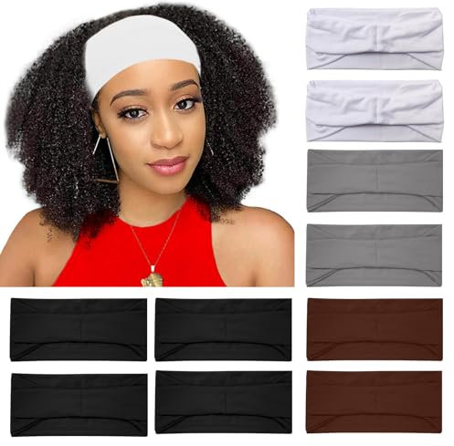 RITOPER Damen breite elastische dicke Turban-Stirnbänder, 10 Stück, Schwarz und Weiß, für Yoga, Workout, Haarwickel