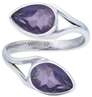 Ring 925 Silber Amethyst lila Stein größenverstellbar Edelstein echt Silber Damen Sterling Silber Geschenk (MRV-088-51)