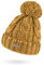 Neverless® Damen Mütze Grobstrick Strick-Bommel Pudelmütze Zopfstrickmuster Wintermütze Umschlag senfgelb Unisize