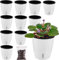 Lot de 10 pots de fleurs à arrosage automatique pour plantes d'intérieur avec indicateur de l'eau, pots de violette africaine avec mèche à arrosage automatique, blanc pour le lierre du diable, petit