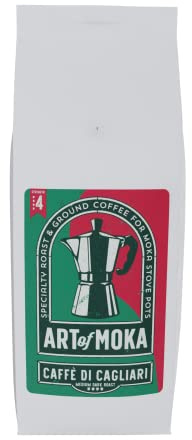 Art Of Moka Strong Moka Ground Coffee 1kg For Italian Moka Stovetop Pot Coffee Makers - Medium Dark Roast Caffe di Cagliari Espresso - Strength 4