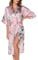 Lovasy Peignoir Satin Femme Robes de Chambre et Kimonos de Mariée Robes de Chambre Soie Court Kimono Col V avec Ceinture,Rose,L