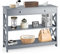 GOPLUS Table Console 3 Niveaux Design et Moderne, Table d’appoint avec 2 Étagère et Tiroirs, Gris