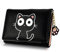Rairsky Porte Feuille Femme Chat Mignon en Noir,Trifold,Cuir PU,Petit Porte Monnaie Femme avec Fermeture Éclair Décorative Onçu pour Les Femmes, Les Adolescents, Les Garçons et Les Filles