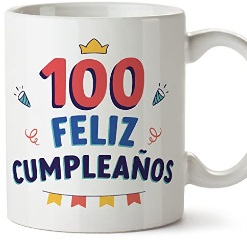 MUGFFINS Tazas 100 Cumpleaños - En Español - ¡Feliz Cumpleaños! - 11 oz / 330 ml - Regalo original y divertido