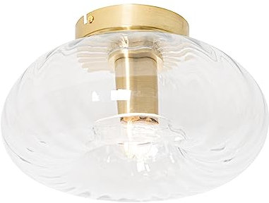 Qazqa - Art Deco Art-Deco-Deckenleuchte I Deckenlampe I Lampe I Leuchte Gold I Messing mit Glas - Ayesha I Wohnzimmer I Schlafzimmer - Rund - LED geeignet E27
