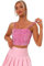 Allegra K Damen Pailletten Oberteil Ärmellos Tanktop Spaghettiträger Glitzer Cami Party Crop Top Hell Pink L