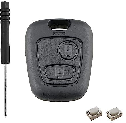 HooRLZ Coque Clé Peugeot pour Peugeot 106 206 107 207 306 307 406 407, Citroen C1 C2 C3 C4 C5 Xsara Picasso Saxo Berlingo Boitier Clé, Telecommande Coque Clef Citroen - 2 Boutons avec Tournevis