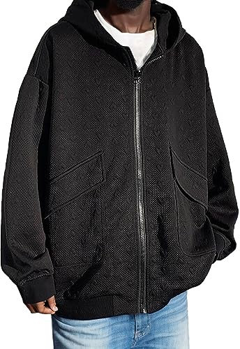 Briskorry Herren Y2K Jacke Zip Up Hoodies Herren Kapuzenjacke Vintage Sweatshirt mit Kapuze Kapuzenpullover für Männer Sweatjacke 90er E-Girl Streetwear