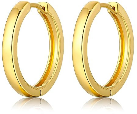 Creolen Gold Herren Damen Ohrringe Creolen Gold Edelstahl für Frauen Männer Vergoldet Ohrringe Creole Goldene Creole 20mm
