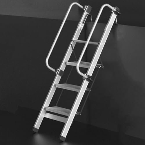 Bunk Bed Ladder Aluminum Motorhome Step Ladder Adjustable, Hook-on RV Ladder with Handrail & Anti-Slip Feet, Camper Replacement Ladder for Travel Trailer