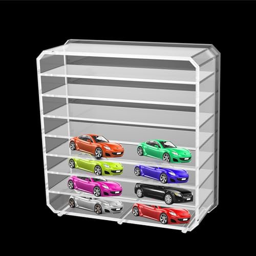 Organizador para vehículos Hot Wheels Die-Cast Organizador Transparente de 8 Compartimentos Caja de cerillas para Mini Juguetes Hot Wheels y muñecas 24,6x24x7 cm