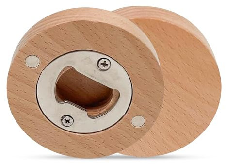 10x Flaschenöffner aus Holz Kapselheber mit Holzgriff für Lasergravur, als Geschenk (10, 6,5cm rund)