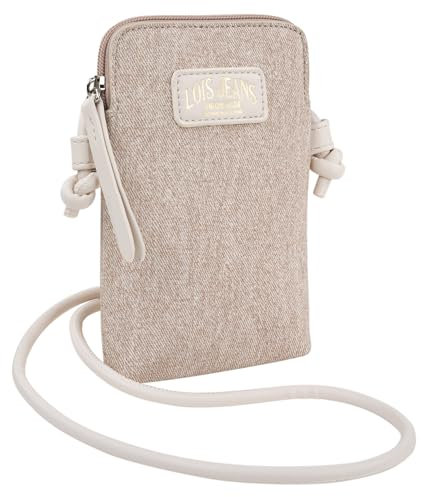 Lois - Bolso Móvil Mujer Bandolera Pequeño Con 2 Asas Para Colgar - Mini Bolso de Marca, Beige