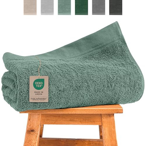 Hausfelder Serviette de Sauna XXL Premium 80 x 200 cm - Grand Format 500g/m² pour Femmes et Hommes, 100% Coton, Certifiée Ökotex (Vert Clair)