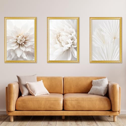 wocpvm Set di 3 Poster di fiori di rosa bianca poster con stampa artistica quadro fiori per la decorazione murale del soggiorno e della camera da letto (30 x 40 cm)