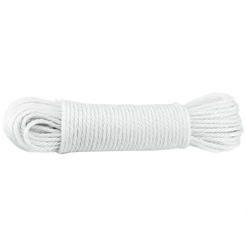 VIFERR Cuerda de Nailon para Tendedero, Cable Fuerte de 20M para el Hogar, Jardín, Interior, Camping y Exteriores (Blanco)