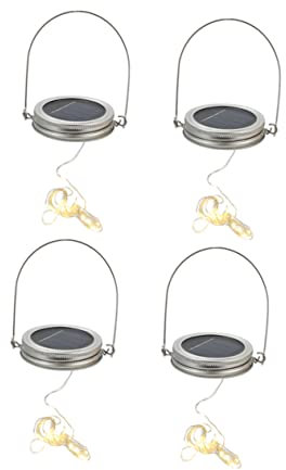 CRILSTYLEO Stainless Steel Aluminum Solar Jar Lids Led String Lights Warm White Led for Garden Patio Balcony