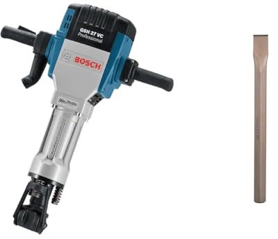 Bosch Professional marteau-piqueur GSH 27 VC (puissance absorbée nominale de 2 000 W, force de frappe de 62 J, max.) + Burin plat Queue 6 pans 28 mm 400 x 36 mm