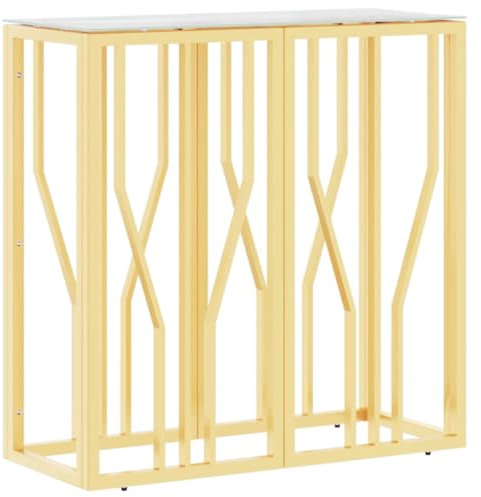 QJBSAVVA Couchtische Kleiner Tisch Outdoor Wohnzimmertisch Klein Beistelltisch Hoch - Konsolentisch Golden 70x30x70 cm Edelstahl und Glas für Balkon Wohnzimmer Büro Kaffeehaus