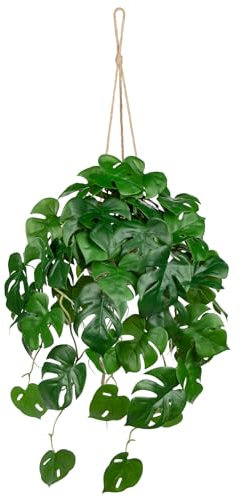 Arborus Künstliche Monstera Kunstpflanzen Hängend 70 CM Künstliche Hängepflanze im Topf Fake Hängepflanze Künstliche Pflanze für Hängend Deko Regal Deko im Wohnzimmer Schlafzimmer Badezimmer Esszimmer