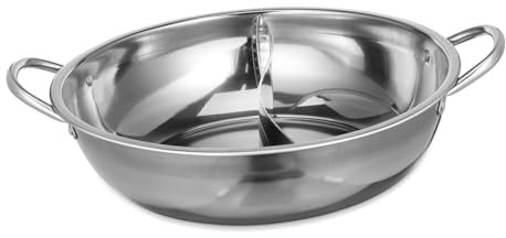 CATIEBYE 32cm Stainless Steel Hot Pot Divider Double Flavor Hotpot Cooker Two-Compartment Kitchen Pot for Home and Restaurant Cooking