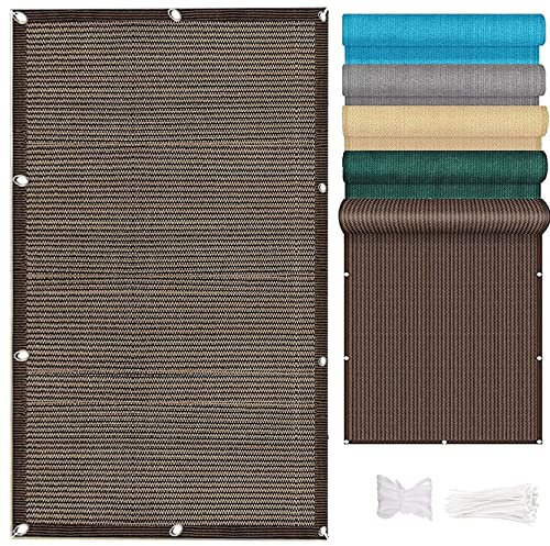 Brise-vue pour balcon extérieur, 76,2 x 749,3 cm, résistant aux intempéries pour jardin, brise-vue marron avec œillets.