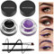 Boobeen 2 Colours Liner Eyeliner Gel - Formula in gel per colori per sopracciglia a lunga durata - Set trucco occhi con confezione da 2 pennelli per eyeliner e pennello per sopracciglia (Nero e viola)
