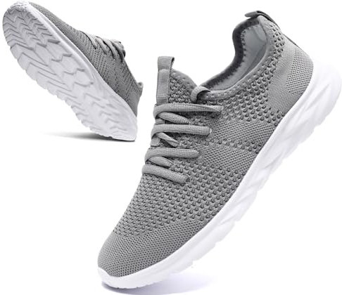 KTVHYW Turnschuhe Sportschuhe Damen Sneaker Leichte Laufschuhe Atmungsaktiv Sommer Schuhe Hallenschuhe Freizeitschuhe Running Tennis Walkingschuhe Straßenlaufschuhe Fitness Jogging Hellgrau 42