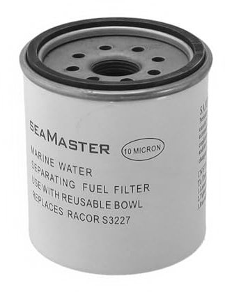 wellenshop Benzinfilter mit Wasserabscheider bis 175 PS, 10 mm Anschlüsse, Kraftstofffilter für Boote mit Innenbord- & Außenbord- Motor Größe Ersatzfilter