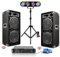 Ibiza Sound – Pack de 2 altavoces pasivos 2 x 1000 W – Amplificador profesional 2 x 600 W – Pie de juegos luces 2 Pars 2 Astro ajustable